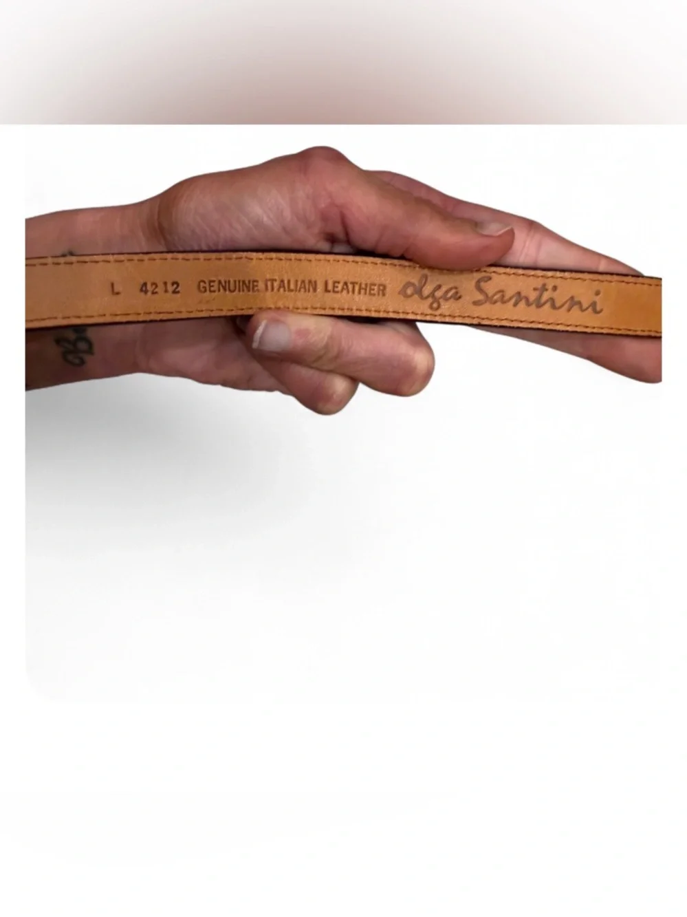 Olga Santini Italian Leather Belt Brown Croc Embossed Studded Boho Western L